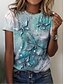 economico T-shirts-Per donna maglietta Farfalla Informale Fine settimana Giallo Rosso Blu Stampa Manica corta Essenziale Rotonda Standard