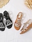 baratos Sandals-Sandálias de tiras femininas cunha boho verão brilhante brilho elegante festa diária praia casual prata marrom escuro preto