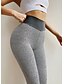 billige Graphic Chic-Dame Sport Yoga &amp; Danse Sko Basale Legging Krøllede Folder Ensfarvet Medium Talje Grøn Hvid Sort S M L / Tynde