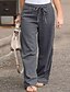 cheap Women&#039;s Plus Size Bottoms-Women&#039;s Pants Maillard Trousers Baggy Full Length Cotton Linen Basic Casual Daily Holiday Black White S M Spring Fall