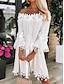cheap Casual Dresses-White Off Shoulder Lace Shift Dress