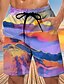 abordables Pants-Hombre Deportivo Exagerado Estampado Pantalones de Deporte Bermudas Talla Grande Corto Pantalones Elástico Diseño Geométrico de impresión en 3D Media cintura Pitillo Arco Iris S M L XL XXL