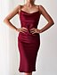 cheap Party Dresses-Women&#039;s Knee Length Dress Satin Dress Green Black Wine Light Brown Royal Blue Sleeveless Pure Color V Neck Spring Summer Casual Sexy 2022 S M L XL