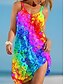 baratos Vestidos Casuais-Mulheres Arco-Íris Spot de Luz Multi-Colorida Imprimir Com Alças Finas Minivestido Tropical Diário Férias Sem Manga Verão Primavera