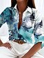 baratos Tops &amp; Blouses-Mulheres Camisa Social Blusa Gráfico Abstrato Casual Diário Botão Imprimir Azul Manga Longa Elegante Moda Básico Colarinho de Camisa Primavera Outono