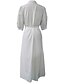 abordables Robes Maxi-Robe chemise Robe casual Femme Extérieur du quotidien Vacances Robe longue maxi Mode Décontractées Polyester Lacet Ruché Col de Chemise Eté Printemps Automne Demi Manches Standard 2023 Noir Blanche