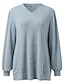 cheap Tops &amp; Blouses-Women&#039;s T shirt Tee Basic Basic Solid / Plain Color Puff Sleeve V Neck Spring &amp;  Fall Light Blue Black Red Green Khaki