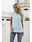 abordables T-shirts-Mujer Blusa Jacquard Diario Color sólido/liso Casquillo Escote en Pico Verano Bleu Ciel Negro Blanco Rosa Gris Oscuro