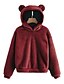billige Hættetrøjer &amp; Sweatshirts-Dame Hattetrøje bluse Sherpa Fleece Bodystocking Rødbrun Mørkegrå Vin Vanlig Hættetrøje Fleece Langærmet