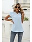 baratos T-shirts-Mulheres Blusa Jacquard Diário Cor Sólida / Simples Concha Decote V Verão Azul Claro Preto Branco Rosa Rosa Escuro