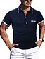 cheap Polos-Men&#039;s Collar Polo Shirt Golf Shirt Tennis Shirt Button Down Collar Solid Colored Navy Blue Short Sleeve Patchwork Daily Going out Tops Polyester Basic Casual / Summer / Machine wash / Micro-elastic