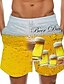 cheap Men&#039;s Bottoms-Men&#039;s Beach Shorts Graphic Prints Beer Drawstring Elastic Waist Breathable Quick Dry Holiday Beach Swimming Designer Casual Yellow Micro-elastic / Board Shorts / Summer