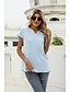 preiswerte T-shirts-Damen Bluse Jacquard Täglich Solide / einfarbig Kappe V Ausschnitt Sommer Hellblau Schwarz Weiß Rosa Hell Gray