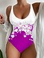 preiswerte Einteiler-Damen Badeanzug Ein Stück Normal Bademode Bauchkontrolle Print Blumen Strandbekleidung Sommer Badeanzüge