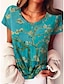 economico T-shirts-Per donna maglietta Blu Viola Verde Stampa Floreale Per eventi Fine settimana Manica corta Rotonda Essenziale Standard Floreale Pittura S