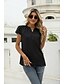 abordables T-shirts-Mujer Blusa Jacquard Diario Color sólido/liso Casquillo Escote en Pico Verano Bleu Ciel Negro Blanco Rosa Gris Oscuro