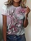 abordables T-shirts-Femme T shirt Tee Papillon Casual Fin de semaine Vert herbe Noir Jaune Imprimer Manche Courte basique Col Rond Standard