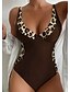 preiswerte Einteiler-Damen Badeanzug Ein Stück Normal Bademode Bauchkontrolle Print Leopard Strandbekleidung Sommer Badeanzüge