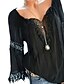 cheap Tops &amp; Blouses-Women&#039;s Plus Size Lace Shirt Shirt Going Out Tops Blouse Geometric Color Block Sexy Valentine&#039;s Day Casual Daily Black White Red Lace Fashion Hollow Long Sleeve Fashion Daily Ladies V Neck Regular Fit