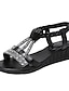 billige Sandals-kvinners sandaler med strappy kile boho sommer glitrende glitter elegant fest daglig strand uformell sølv mørk brun svart