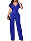 cheap Jumpsuits &amp; Rompers-Women&#039;s Jumpsuit Solid Color Ruffle Elegant V Neck Party Homecoming Short Sleeve Regular Fit Green Black Blue S M L Summer