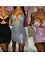 cheap Party Dresses-Women&#039;s Black Sequin Dress Party Dress Sparkly Dress Sheath Dress Mini Dress Black Gray Sleeveless Spring Summer V Neck Hot