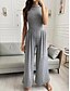 cheap Jumpsuits &amp; Rompers-Women&#039;s Jumpsuit Ruffle Streetwear Crew Neck Daily Holiday Long Sleeve Regular Fit Gray S M L