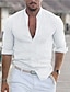 cheap Linen Shirts-Men&#039;s Spring Summer Casual Linen Popover Shirt