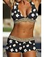 billige Bikini-badetøy for kvinner bikini normal badedrakt 2-delt trykk leopard svart badedrakter sport strandklær sommer