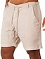 abordables Men&#039;s-Hombre Pantalón corto Pantalones cortos de lino Pantalones cortos de verano Correa Bolsillo delantero Plano Transpirable Diario Festivos Ropa de calle Básico Negro Blanco