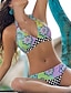 billige Bikini-Dame Badetøy Bikini Normal Badedrakt 2 deler Printer Grafisk Strand Klær Dytt opp Badedrakter