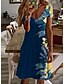 cheap Casual Dresses-Women&#039;s Floral Ruffle Hem V Neck Mini Dress Cute Daily Short Sleeve Summer