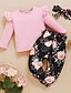 cheap Baby Girls&#039; Clothing Sets-Girls&#039; Clothing Set Floral Solid Colored Long Sleeve Cotton Polyester Basic Toddler School Daily Wear 1-4 Years Ruffle Bow Print 3D Printed Graphic Regular Fit