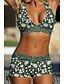 abordables Bikini-Traje de baño para mujer, bikini normal, traje de baño halter de 2 piezas con estampado de leopardo, trajes de baño verdes, ropa deportiva para playa de verano