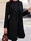 cheap Coats &amp; Trench Coats-Women&#039;s Wool Blend Coat Winter Singel Breasted Lapel Long Pea Coat Fall Over Coat Formal Office Windproof Warm Simple Elegant &amp; Luxurious Basic Jacket Long Sleeve Black