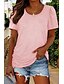 preiswerte Damenmode-Damen T Shirt Gefaltet Basic Solide / einfarbig Runden Sommer Regulär Schwarz Weiß Rosa Blau Khaki