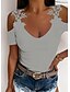 cheap Tank Tops-Women&#039;s U Neck Lace Cut Out Casual T Shirt