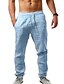 cheap Men&#039;s Bottoms-Men&#039;s Linen Pants Pants Trousers Trousers Solid Color Elastic Waist Elastic Drawstring Design Full Length Breathable Outdoor Cotton And Linen Daily Loose Fit Casual / Sporty Athleisure White Black