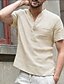 abordables Short Sleeves-Hombre camisa de lino Camisa de verano Camisa de playa Negro Blanco Rosa Plano Manga Corta Cuello Diario Deportes recreativos Ropa