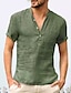 cheap Short Sleeves-Men&#039;s Summer Linen Shirt Short Sleeve Beach Style