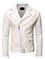 cheap Best Sellers-Men&#039;s Faux Leather Jacket Daily Weekend Thermal Warm Rain Waterproof V Neck Streetwear Punk &amp; Gothic Jacket Outerwear Solid Colored White Black / Fall / Long Sleeve / Slim