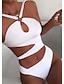 billige One-pieces-badetøy for kvinner i ett stykke monokini normal badedrakt utskåret blomstertrykk hvit body badedrakter sport strandklær sommer