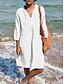 cheap Cotton &amp; Linen Dresses-Women&#039;s Classic Cotton Linen Midi Dress with Pocket