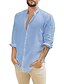 cheap Men&#039;s Shirts-Men&#039;s Shirt Solid Color Collar Street Beach Long Sleeve Tops Lightweight Casual Breathable White Blue Gray / Wet and Dry Cleaning