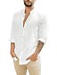 cheap Men&#039;s Shirts-Men&#039;s Shirt Solid Color Collar Street Beach Long Sleeve Tops Lightweight Casual Breathable White Blue Gray / Wet and Dry Cleaning