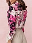 economico Tops &amp; Blouses-Per donna Camicia Blusa Rosso Stampa Floreale Color Block Ufficio Informale Manica lunga Colletto Elegante S