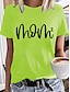 abordables T-shirts-Femme T shirt Tee Vert herbe Blanche Jaune Imprimer Lettre du quotidien Vacances Manche Courte Col Rond basique Normal Peinture S