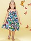 baratos Vestidos para Bebês-Infantil Bébé Pouco Para Meninas Vestido Floral Retalhos Vestidos Para o Verão Arco-íris Altura dos Joelhos Sem Manga Estilo bonito Doce Vestidos Dia da Criança Normal