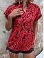 cheap Tops &amp; Blouses-Women&#039;s Blouse Light Yellow dark brown Orange red Geometric Short Sleeve Shirt Collar S
