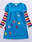 cheap Girls&#039; Dresses-Kids Little Girls&#039; Dress Rainbow Striped Patchwork Butterfly Embroidered Pocket Fake two piece Fuchsia Royal Blue Knee-length Cotton Long Sleeve Active Floral Cute Dresses Children&#039;s Day